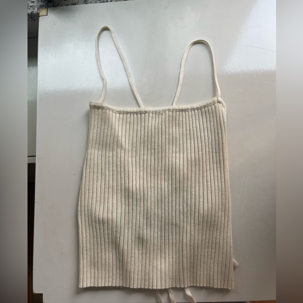 Cream knit crop top (with open cross back) - size small